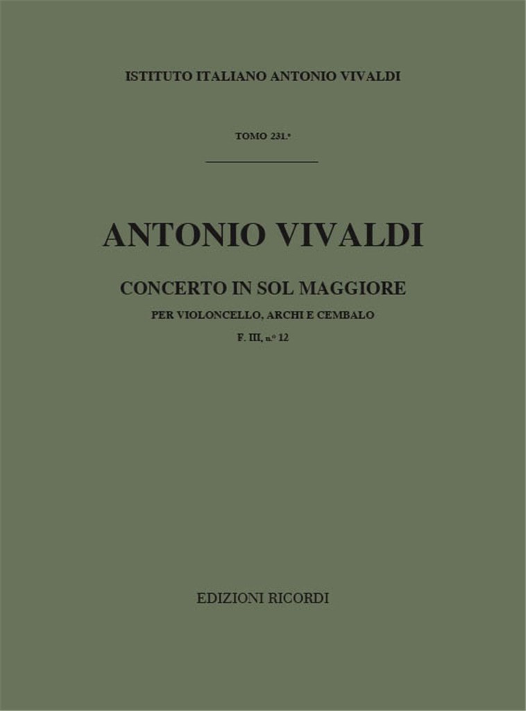 Concerti Per Vc., Archi E B.C.: In Sol Rv 413